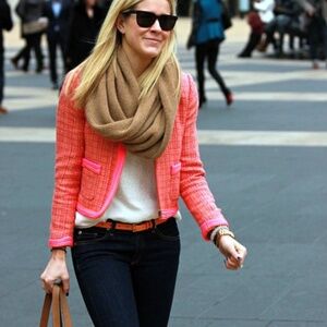 VINTAGE J. Crew Collection Giselle Plaid Boucle Tweed Braid Trim Blazer/Jacket 0